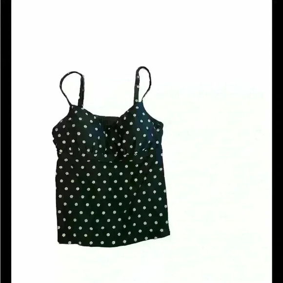 Coco Reef Black & Gold Tankini Top Size 34C w built- in Padded Bra - Picture 1 of 3